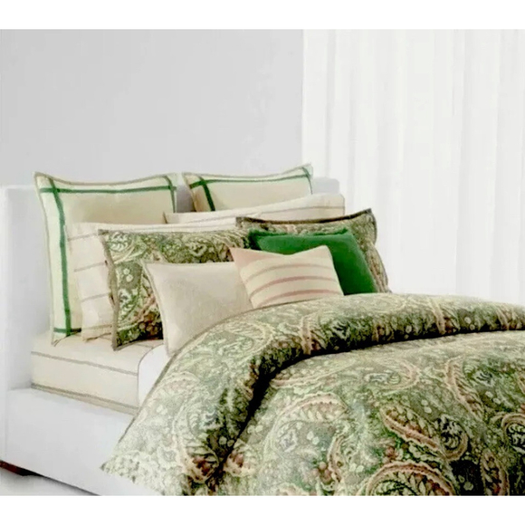 Ralph Lauren Allie Green Paisley Floral King Comforter Set Comf. & 2 King Shams - Picture 1 of 11